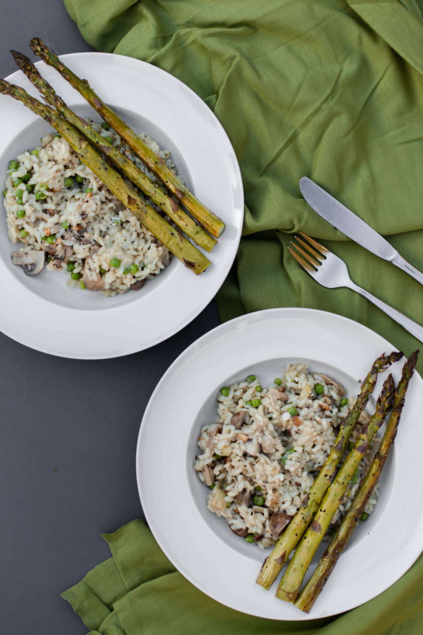 Recept - Vegetarische risotto met groene asperges en oesterzwammen